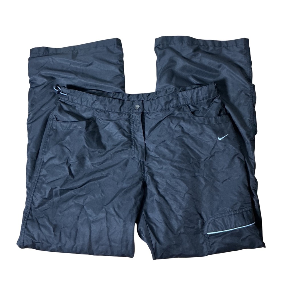 VTG Nike Y2K Granola Girl Black Windbreaker Pants Wide Leg Cargo Pocket Womens L